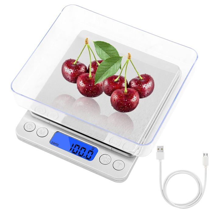 ®RisingFF Balance de Haute Précision LCD 3000g/0.1gRechargeable par USB Numérique Balance de Cuisine de Poche de Bijoux Noir