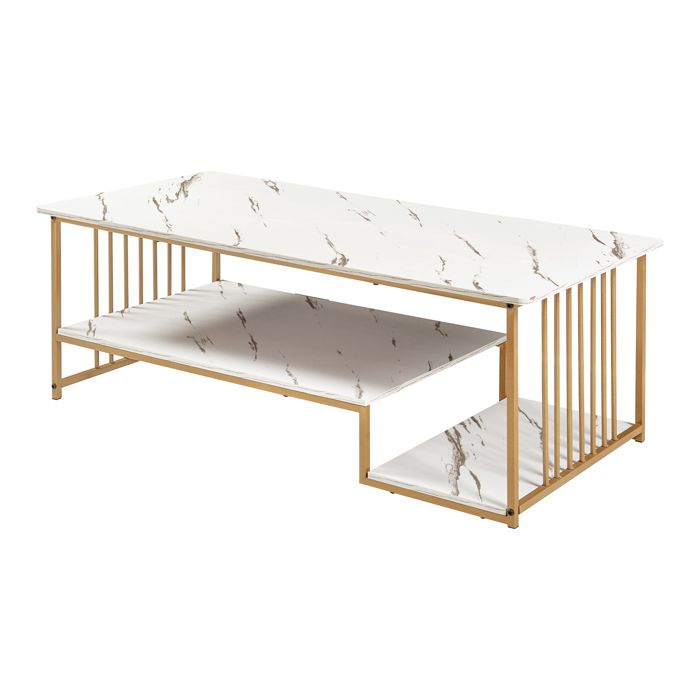 Table basse Klibro 120 x 60 x 42cm aspect marbre blanc