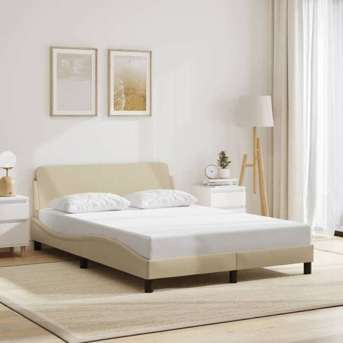 SALE 2025Structure/Cadre de lit - Lit 2 personnes - crème 120x200 cm tissu22 Kg 1792