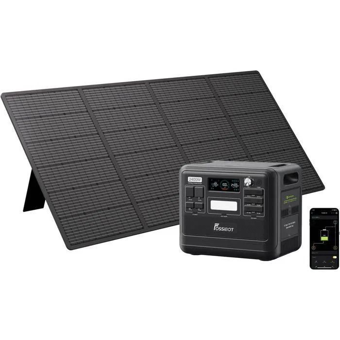 2400W 2048Wh LiFePO4 Centrale ÉlectriqueFOSSiBOT F2400 Générateur Electrique Portable+400W Solaire Panneau Pliable Home Camping RV