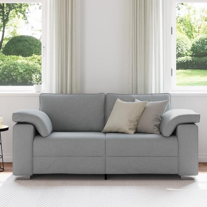 Clarence* Canapé Loveseat Canapé dangle/Sofa - 2 positions - Gris clair 140 cm en tissu EU365602