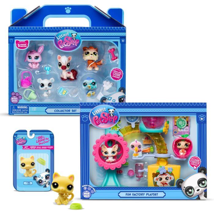 Pack de figurines miniatures Littlest Pet Shop - BANDAI - Pack exclusif 2 coffrets - 8 figurines dont 1 exclusive