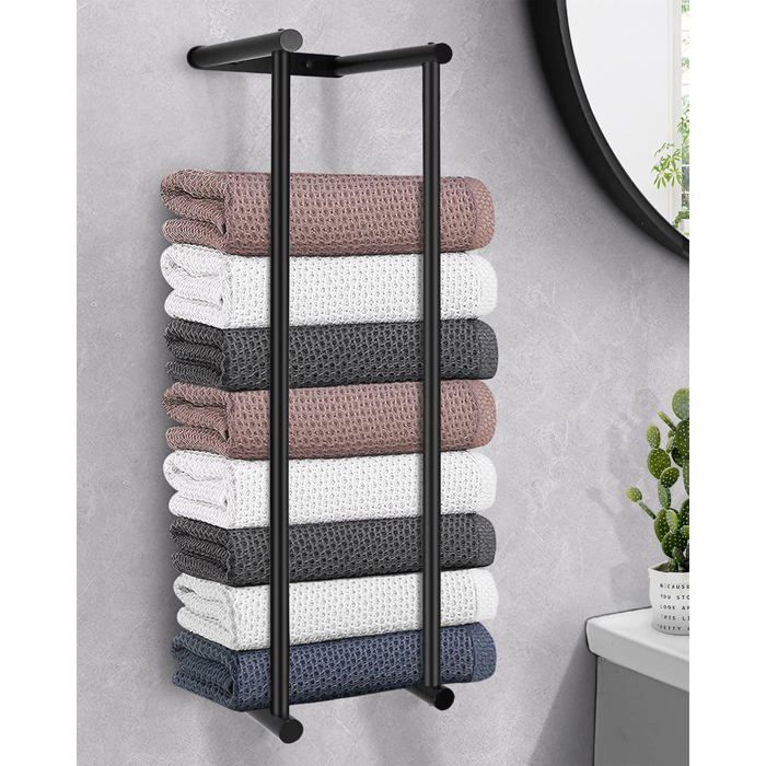 Porte Serviette Salle de Bain - YUMI MAZAO - 75cm - Noir - Acier Inoxydable - Grande Capacité