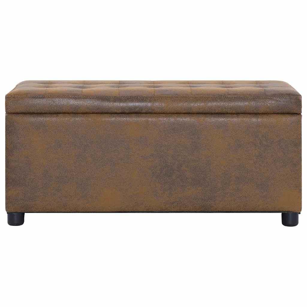 SOLOM@Pouf de rangementBanquette de salon - banc de stockage 875cm Marron Similicuir daim Sep89276