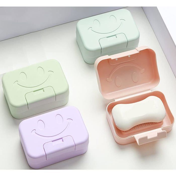Lot de 4 porte-savons portables 4 couleurs étanches et hermétiques avec couvercle
