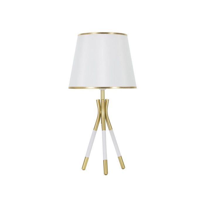 Lampe de table - MAURO FERRETTI - Triply - Métal blanc et doré - Abat-jour en tissu - LED