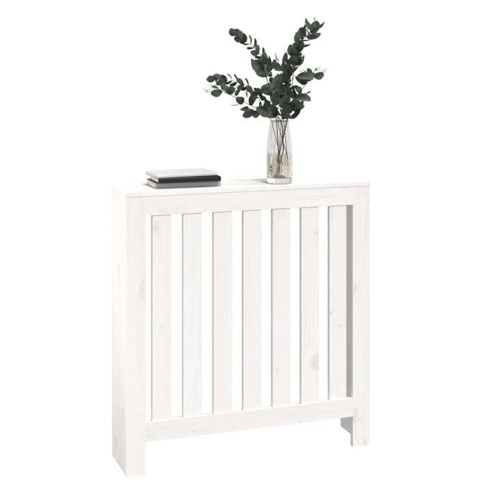 Cache-radiateur en bois - WIENS - 795x19x84 cm - Blanc - Bois de pin massif - Étagère intégrée