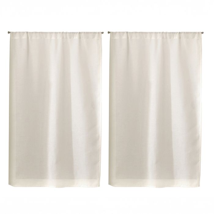 Paire de Petits rideaux Unis en Etamine Beige 70x120 cm
