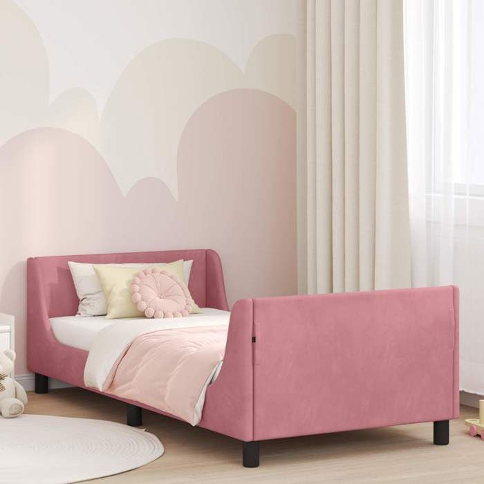 vidaXL Cadre de lit pour enfants avec tête de lit Rose 90 x 190 cm 42010880