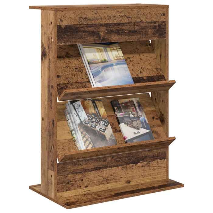 SOLDES DHIVER®Caisson de salon/Buffet de rangement - Marron Étagère à magazines avec étagère - Bois Ancien - 70 x 41 x 96 cm - 3582