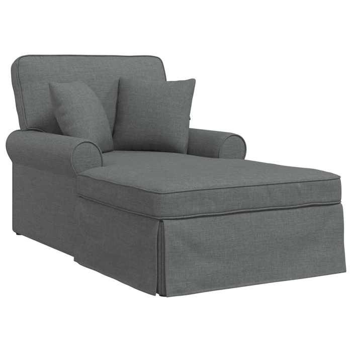 Les Soldes Chaise lounge (1 PLACE) - CLOUD - Fauteuil Relax - Transat SALON - avec jupe Gris foncé 91x157x91 cm tissu J1649