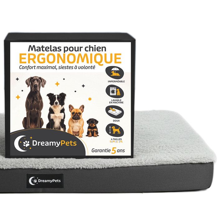 Panier / Tapis pour Chien - Coussin Imperméable - Matelas Déhoussable et Lavable - Ergonomique - Moyen Chien - 89x58 cm