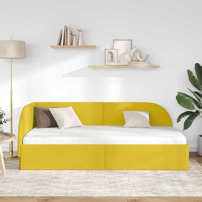 (NEW 2026)Structure de lit dangle - SHELD - 1 Personnes - contemporain - Jaune 100cmx200cm Velours 406723