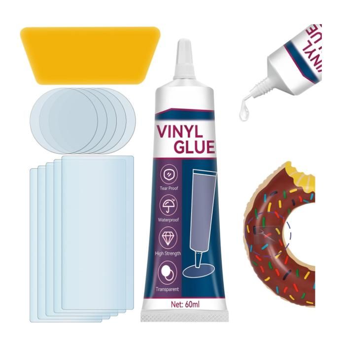 Kit Réparation Piscine Kit Réparation Spa Gonflable Kits Entretien Spa Étanche et Transparent Matelas Pneumatiques Structures(60ml)