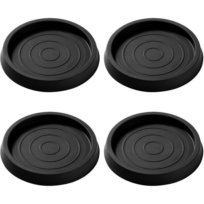 4 patins ronds antidérapants caoutchouc 6.4 cm noir pieds pour lit armoire canapé chaise et table