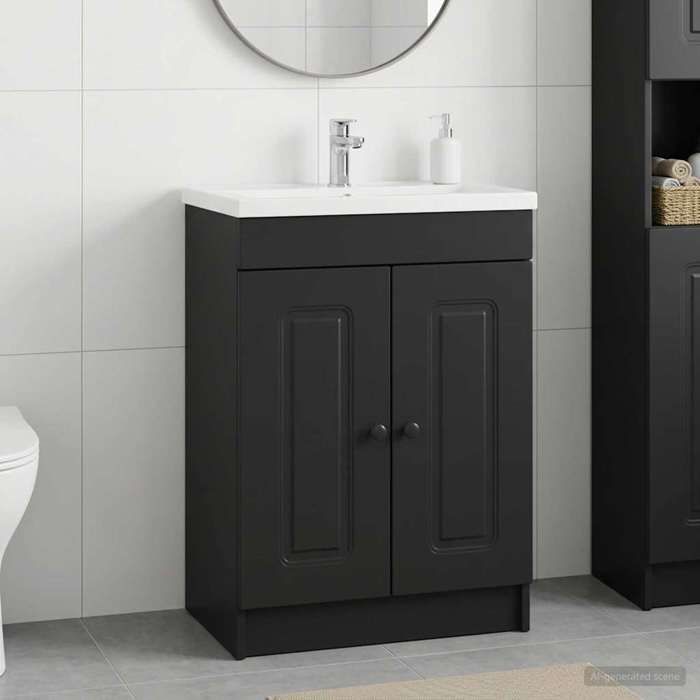 vidaXL Armoire sous évier de salle de bain Noir 78 5 x 37 5 x 81 cm 890015