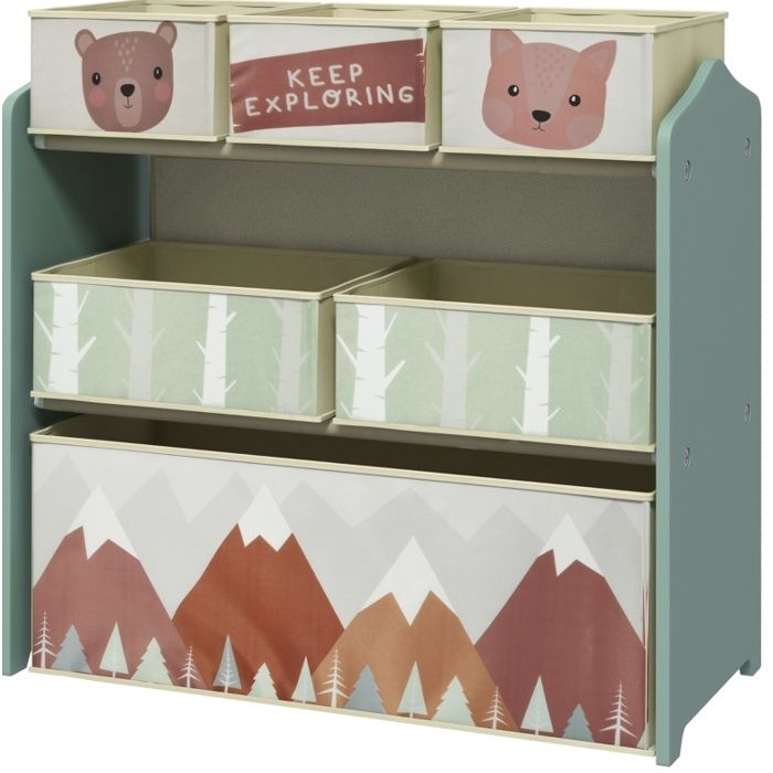 ULEVR étagère de rangement enfant avec 6 compartiments 63 x 30 x 66 cm - motif décoratif structure en bois verte