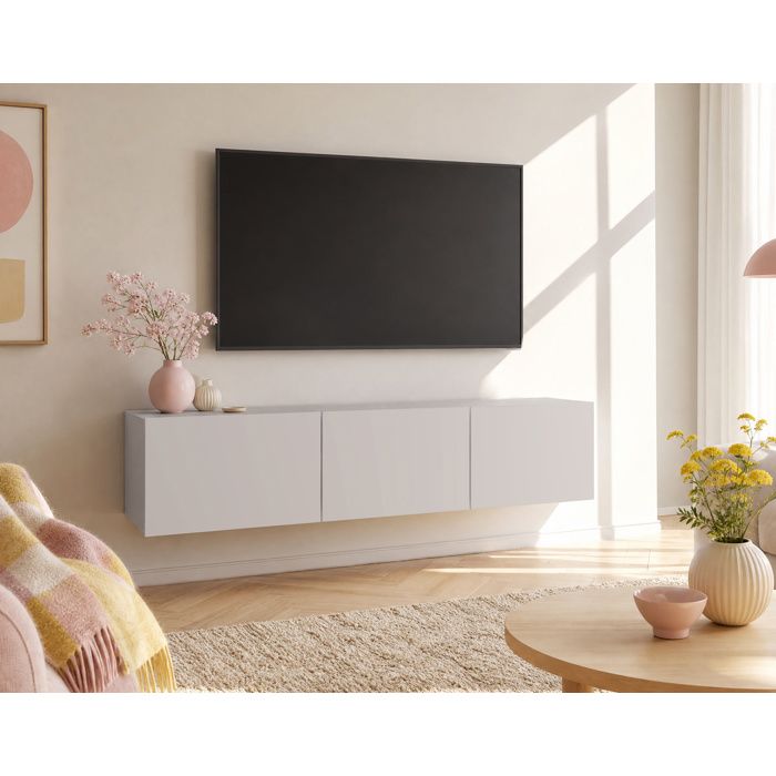 Alix - meuble tv modulable 150 cm - 3 portes - Crème Alix - meuble tv modulable 150 cm - 3 portes - Crème