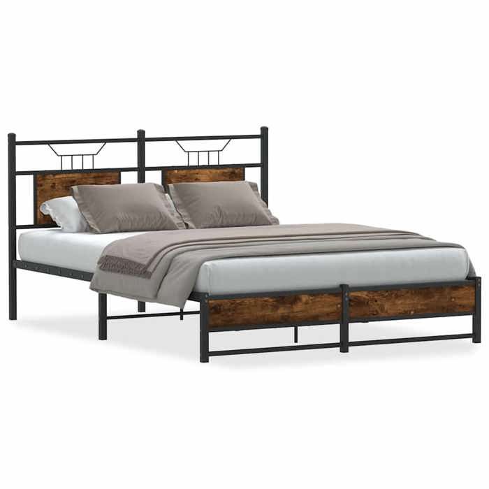 Luxe&Mode Structure de lit sans matelas chêne fumé 140x190 cm bois ingénierie 2 ans garantie LV11067
