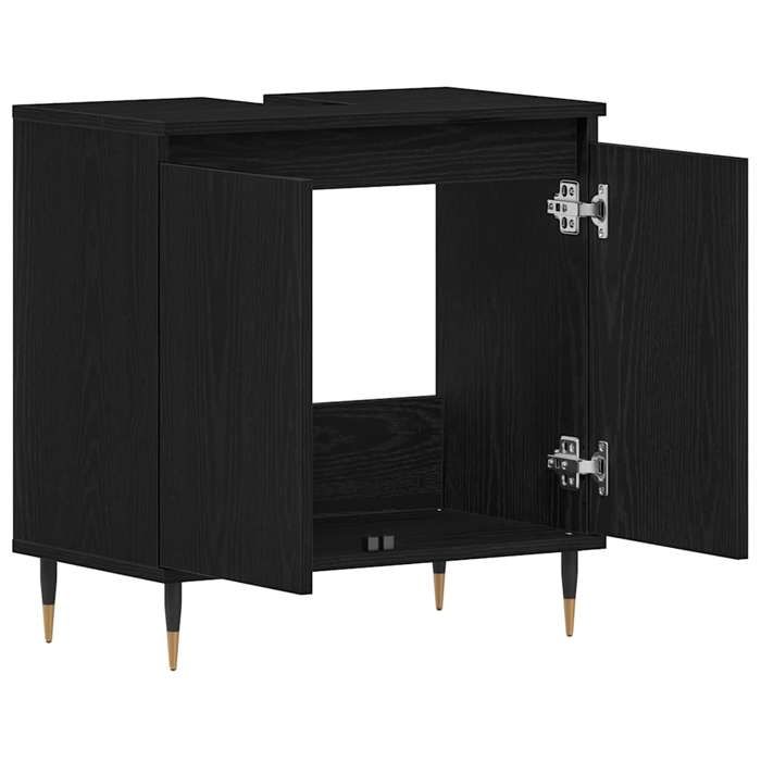 Meuble Sous Lavabo Chêne Noir 58x33x60 cm Bois dIngénierie_2 ans garantie_21552