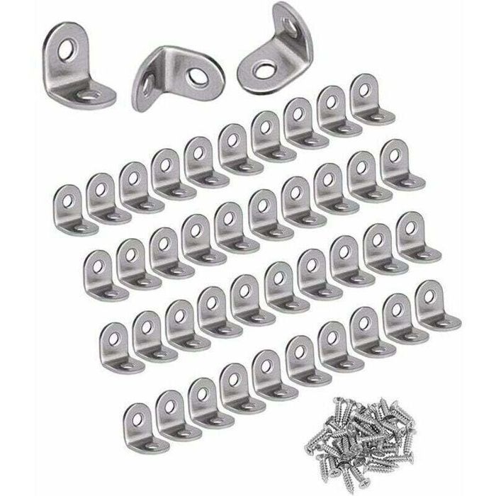 Equerres Metalliques.30 pièces Equerre de Fixation Petits Equerre Angle Support Angle Droit en acier inoxydable Support dAngle