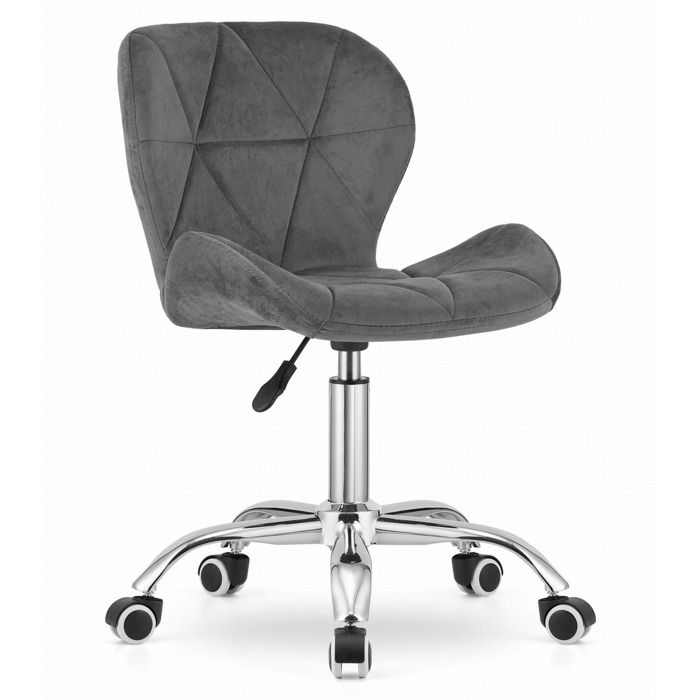 Chaise de bureau pivotante Avola en velours gris foncé - Réf. VK8681847488514