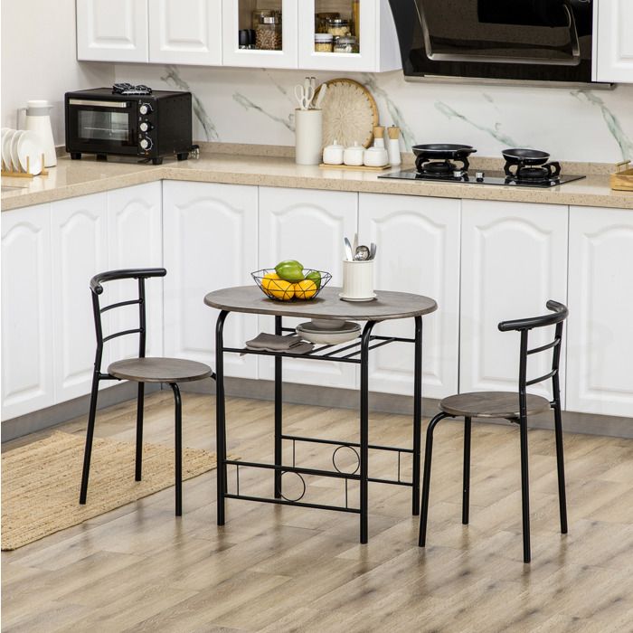 Table de cuisine bistrot avec 2 chaises 80 x 53 x 74 5 cm noir gain de place rangement MDF métal VEVXYN