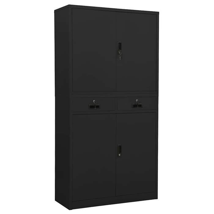 Anthracite Armoire de bureau Anthracite 90x40x180 cm Acier - Meuble Rangement LV30036