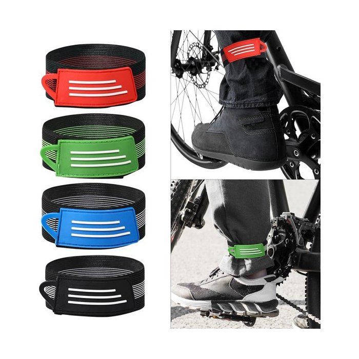 Lot de 4 sangles de jambe pour vélo–Bands élastiques réglables pour cyclisme et la course à pied–aux pantalons de sport 30×3 5 cm
