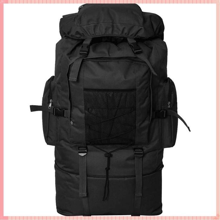 Sac à dos en style darmée - XXL - Réglable - Imperméable - Polyester - Noir - 100 L - 78 cm - 42x21