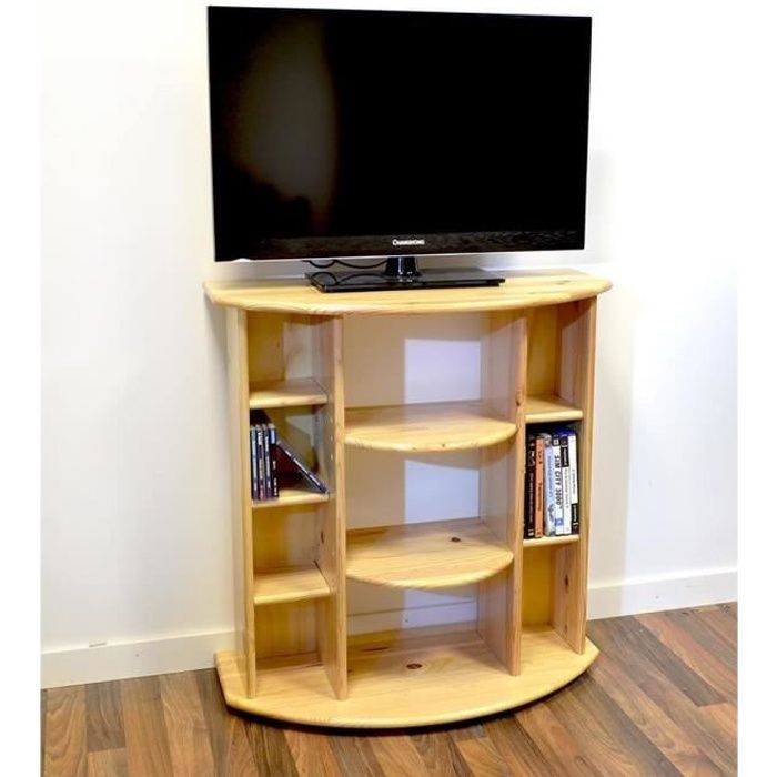 meuble tv/hifi en bois massif verni naturel - abc meubles - classique - 70x35x72 cm