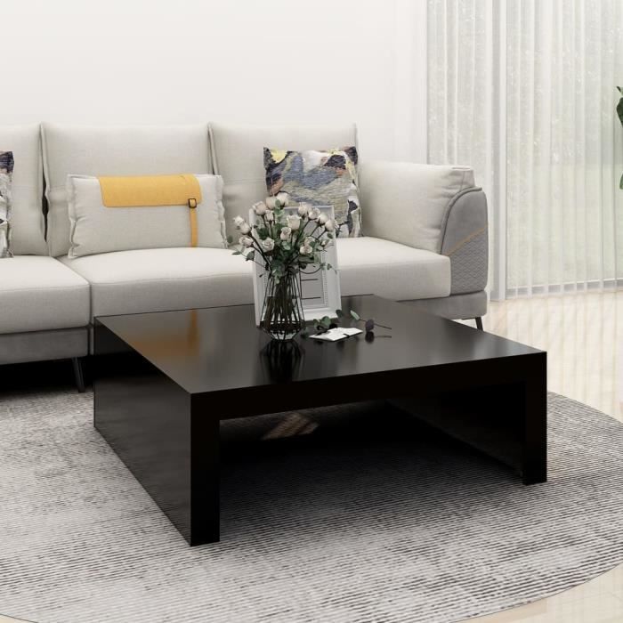 Table basse - AKOZON - 100x100 cm - Noir - Aggloméré - Design contemporain