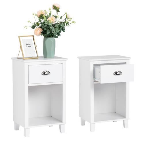 Lot de 2 Table de Chevet, Armoire de Chevet avec 2 Tiroirs,47x47x55cm