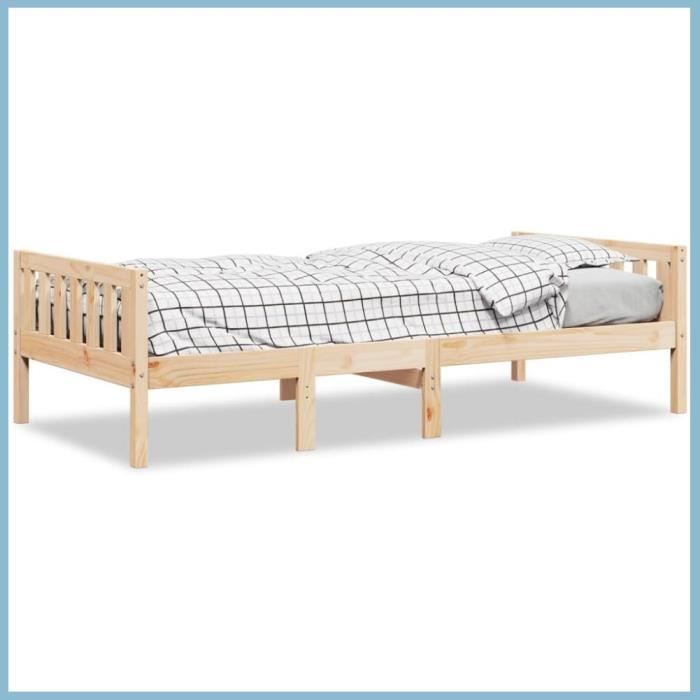 Lit pour enfants - ASHATA - BK855027 - 90x200 cm - Bois de pin massif - 1 place