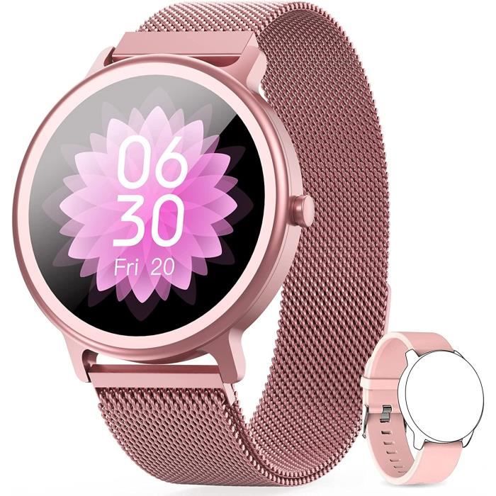 Montre Femme French Connection - Cadran Argenté - Bracelet Cuir Véritable - Étanche 50m