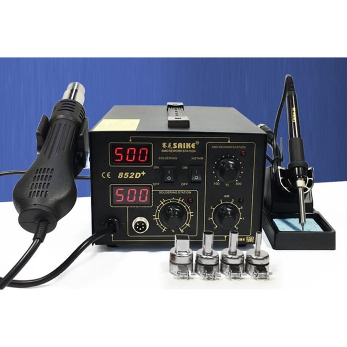 852D Fer à Souder 220V 700W, 2 en 1 Station de Soudage d