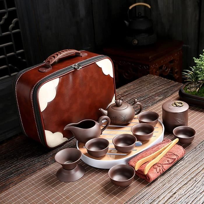 Set de thé individuel égoïste théière tasse lueur d'or céramique décorée - Escale Sensorielle