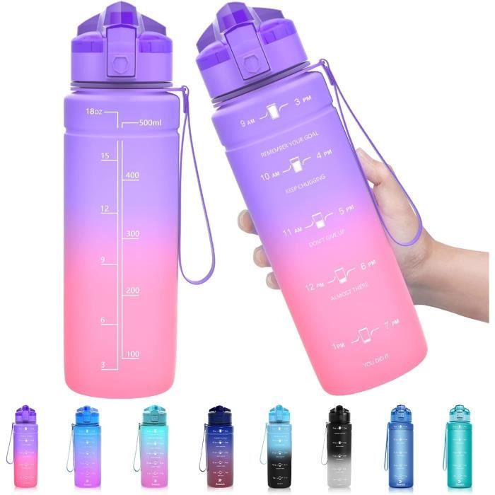 Gourde Sport 1000ml Motswedi Anti-Fuite Avec Paille - Bouteille Réutilisable Sans BPA Noir Rouge