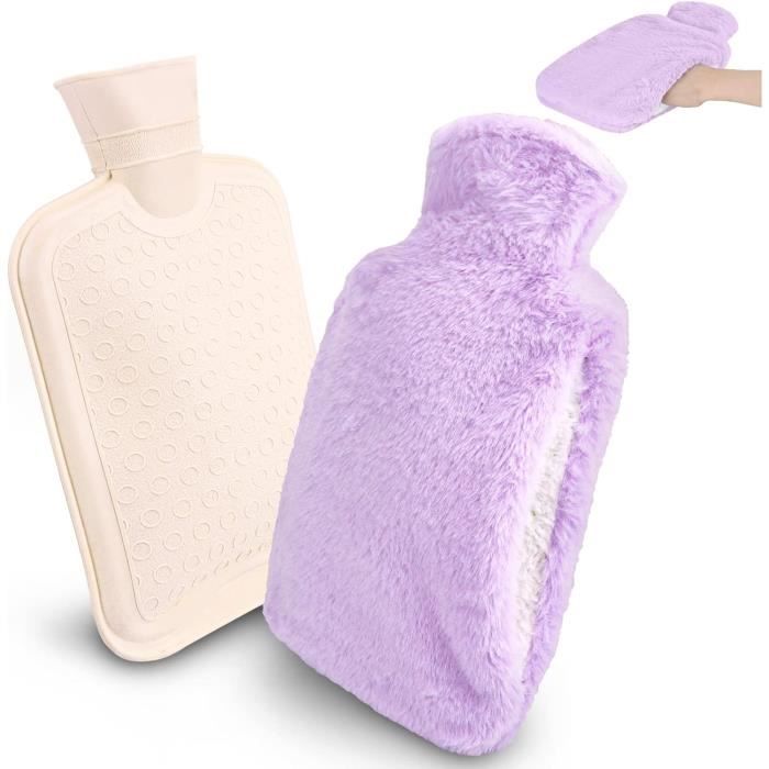 Bouillotte Eau Chaude, 2L Bouillotte Peluche Grande Capacité , Bouillote Chauffante , Cou Et