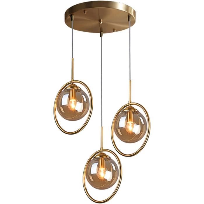 Suspension Industrielle Vintage Verre Et Métal - Lampe Suspendue Réglable E27 Pour Cuisine Et Salle à Manger