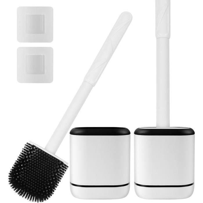 Ensemble Brosse WC Murale en Silicone – 2 Brosses + Support mural
