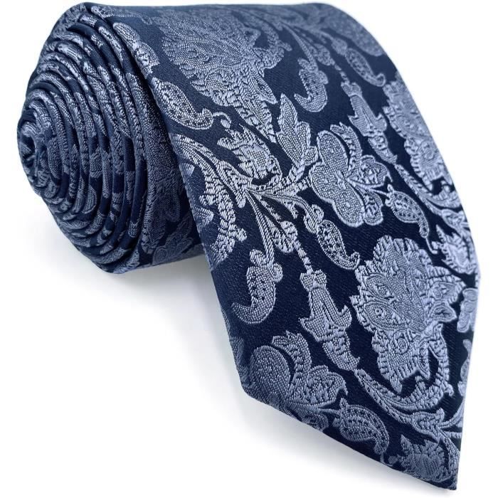 Cravate Homme Bleu Marine Rayures Vertes S&W SHLAX&WING + Pochette Costume - Extra Longue XL