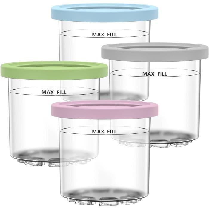 Lot De 4 Récipients Réutilisables Pour Ninja Creami - Pints Transparents - Neuf