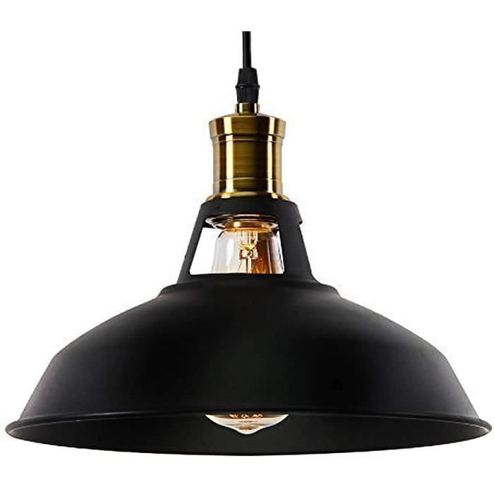 Suspension Luminaire Industrielle Vintage E27 Rétro en Métal Lampe Pendante Plafonnier Réglable pour Eclairage Cuisine Salle