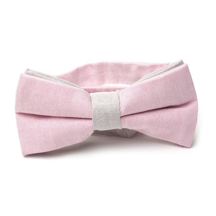 Noeud Papillon Rose Gris Clair Homme Uni 2 Couleur Tissee Superposees Rose Cdiscount Pret A Porter