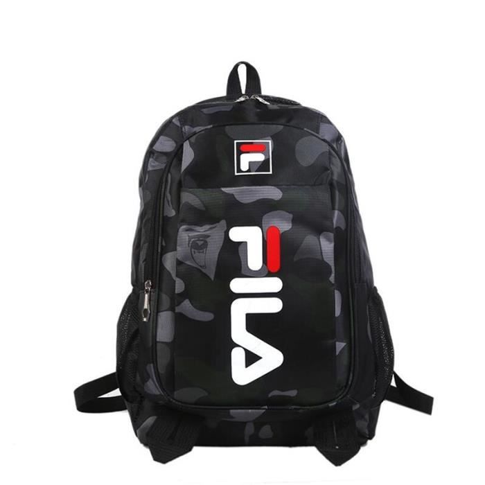 FILA SAC A DOS Cartable femmes homme d ecole Grande capacite Loisirs Voyage bandouliere Poche Noir Noir Cdiscount Bagagerie Maroquinerie