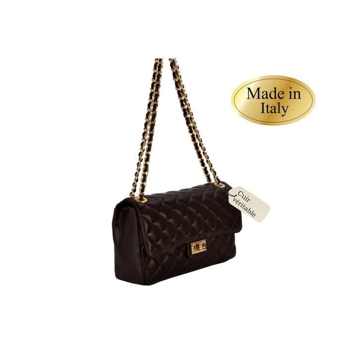 Sac ?� main cuir marron matelass?� cuir v?�ritable Marron Marro,n - Cdiscount Bagagerie - Maroquinerie