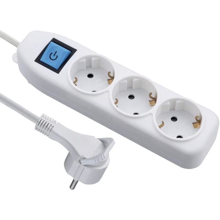 Rallonge Électrique 50 M Avec Enrouleur - 4 Prises 16A - Section 3G1,5 Mm² - Gris - Protection Enfant