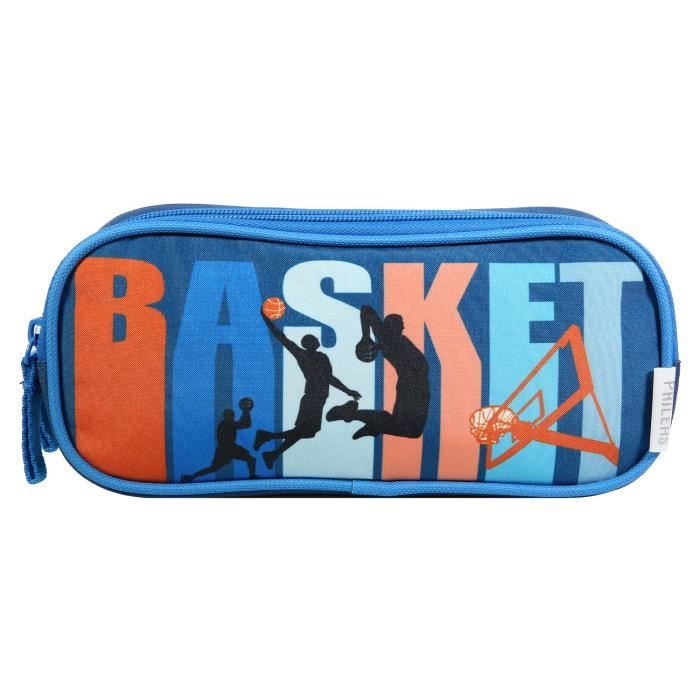Trousse Scolaire 2 Compartiments Phileas Football - Bleu | Rangement Fournitures École Maternelle Et Primaire