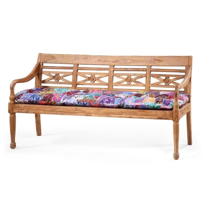 Banc En Teck Massif Raffa Kha Home Design Teck Naturel Achat Vente Banc Cdiscount